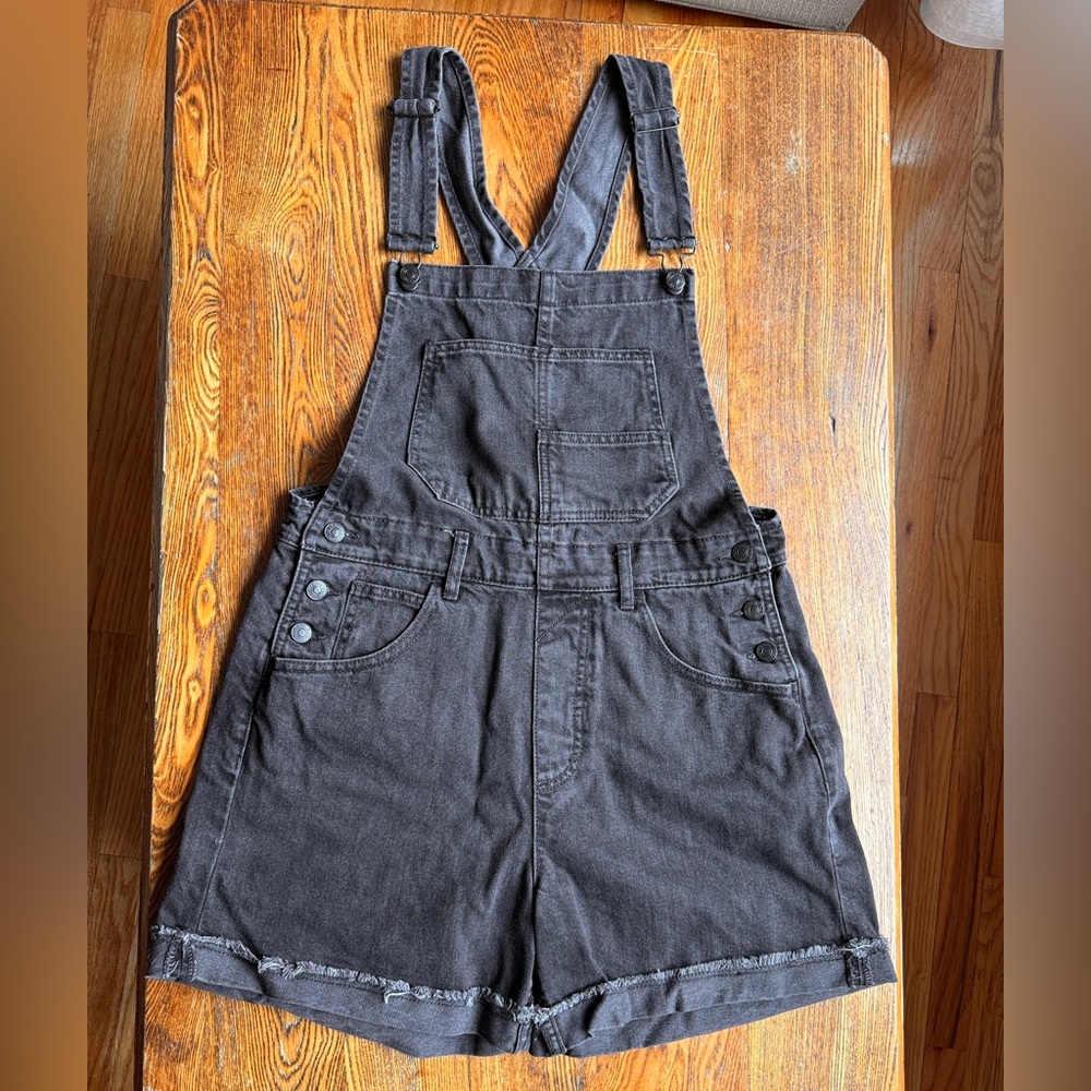 Free People Ziggy Shortall Black Short Overalls Small Medium